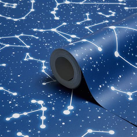 Обои декор дизайнерские обои синие обои. Kids Colours Blue Constellation Wallpaper | Departments ...