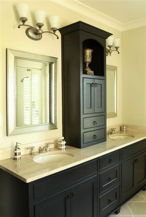 Looking to update or replace your bathroom vanity with something more current or functional? cabinet between sinks ...love this! - Beauty Darling