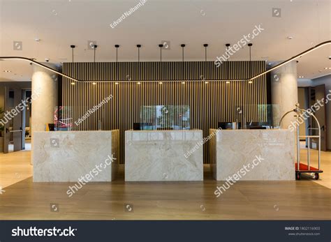 Interior Hotel Lobby Reception Desks Transparent Stock Photo 1802116903