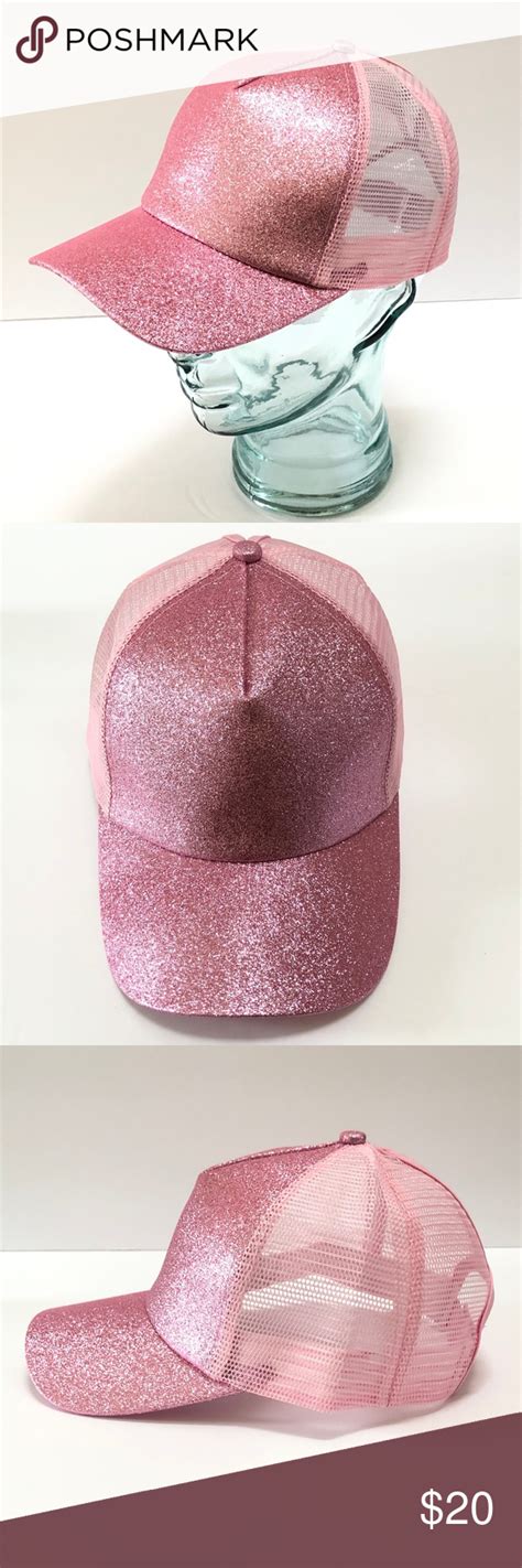 Pink Glitter Ponytail Baseball Cap Trucker Hat Bad Hair Day Hat
