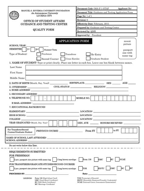 Fillable Online Mseuf Edu Osa Application Form Mseuf Fax Email Print