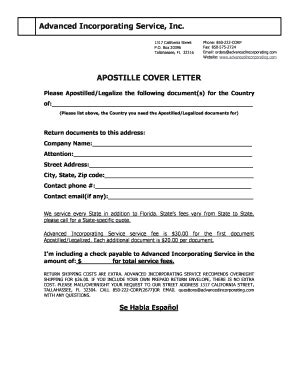Fillable Online Advanced Incorporating Service Inc Apostille Cover