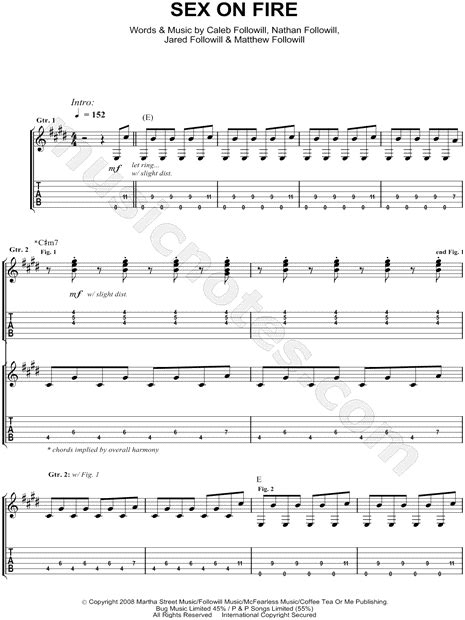 Kings Of Leon Sex On Fire Guitar Tab In E Major Download And Print Sku Mn0069126