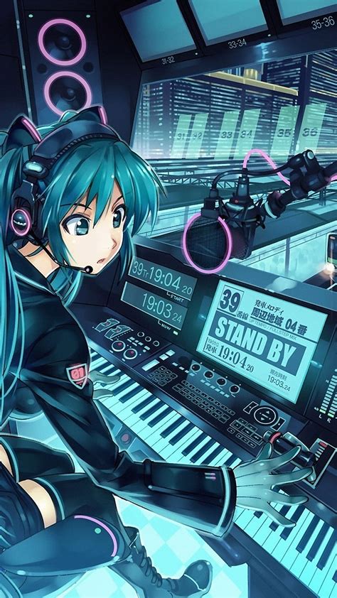 1366x768px 720p Free Download Anime Girl Electronic Instrument