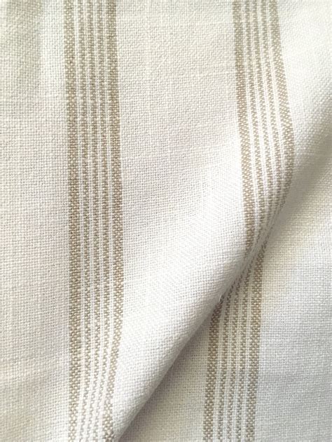 7 Yards Beige Stripe Linen Fabric Flour Sack Fabric Drapery Fabric