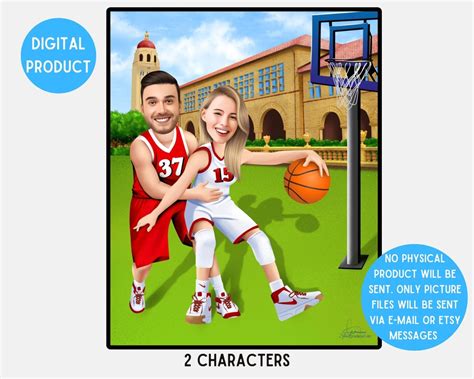 Custom Basketball Caricature Anniversary T For Couple Etsy
