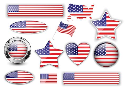 Premium Vector Usa North American Flag Buttons Great Collection High