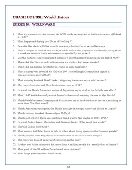 Crash course world history worksheets episodes 36-42 by great history