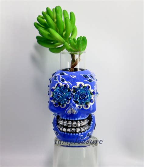 Sugar Skull Vase Day Of Dead Handmade Etsy