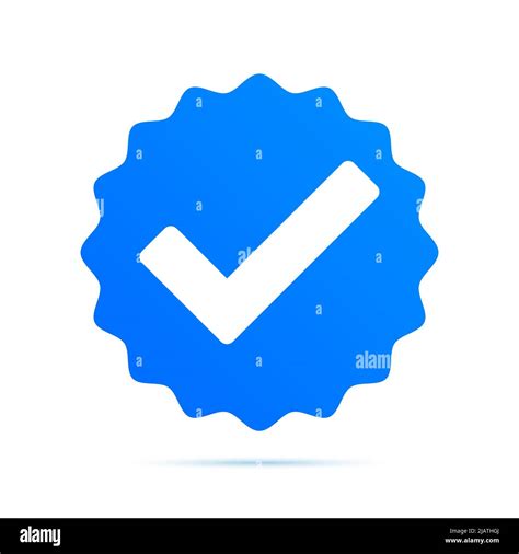 Verification Checkmark Blue Circle Star Vector Icon Isolated On White