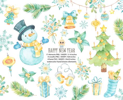 Christmas Watercolor Clipart Decorative Illustrations ~ Creative Market