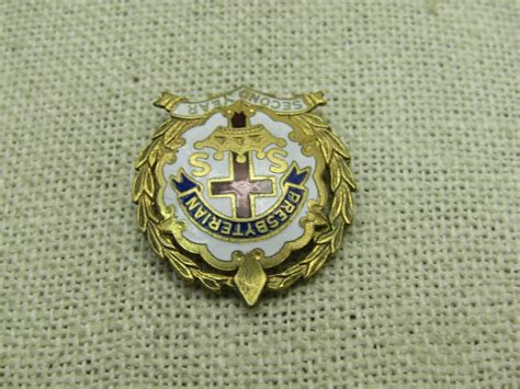 Vintage Gf Enameled Cross Presbyterian Brooch Crown Second Year 1