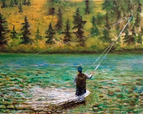 Fly Fishing On A Stream Painting By William Tremble
