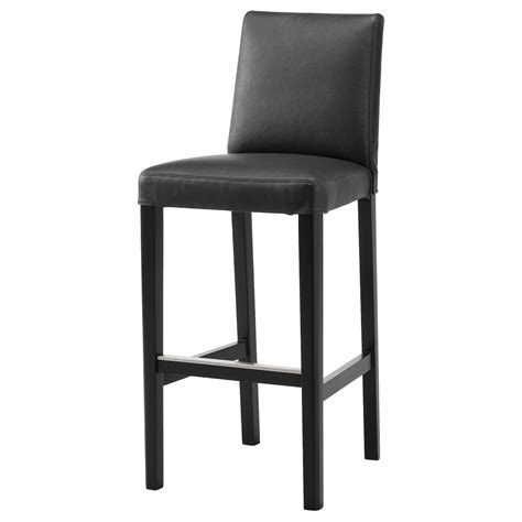 bergmund bar stool with backrest black glose black 291 2 ikea