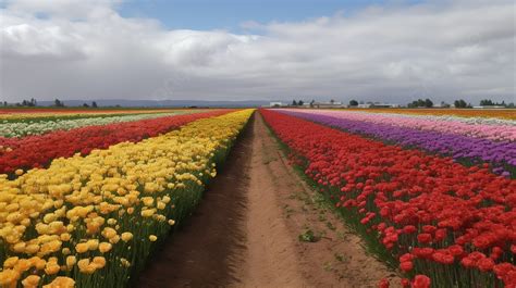 Colorful Field Of Tulips At The Oregon Tulip Farm Background Picture