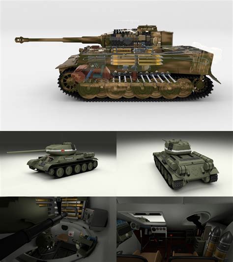 3d T34 85 Tiger Tank Late Pack With Interior Cgtrader