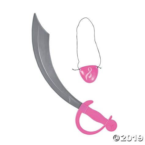 Pink Ribbon Pirate Swords With Eye Patch Per Dozen