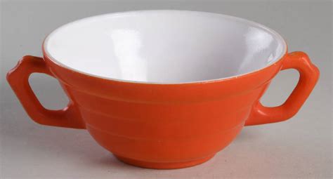 Moderntone Platonite Orange Cream Soup Bowl By Hazel Atlas