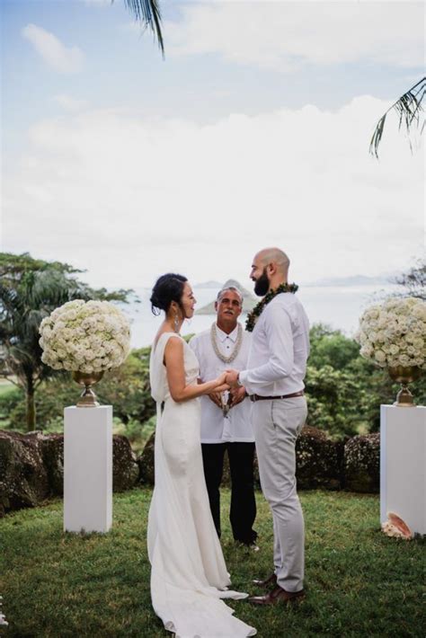 Tropical Chic Island Elopement At Kualoa Ranch The Couple Yui And