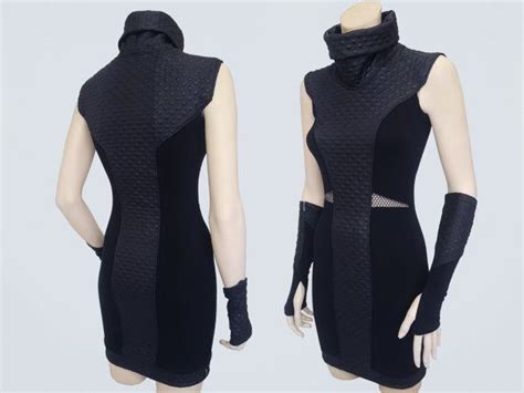 Bodycon Dress Sci Fi Clothing Futuristic Little Black Dress V Neck