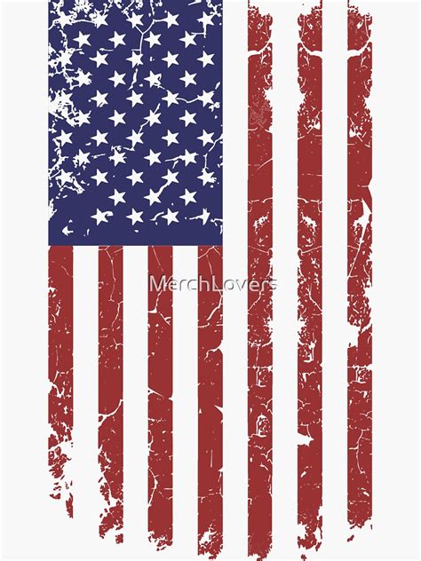 Vertical American Flag Of United States Distressed Sticker By