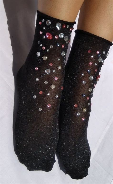 Crystal Socks Embellished Socks Tulle Socks Sheer Socks Etsy Tulle Socks Mesh Socks