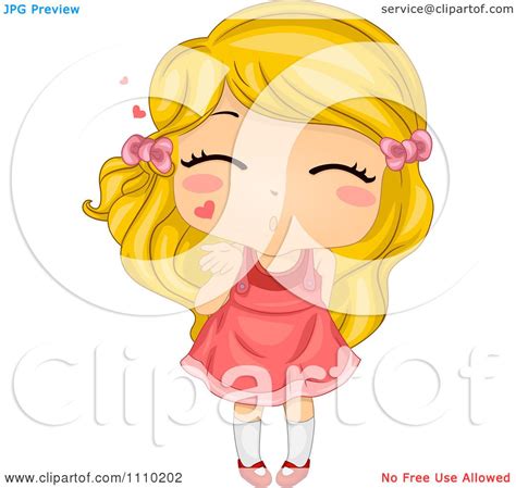 Clipart Sweet Blond Girl Blowing Air Kisses Royalty Free Vector