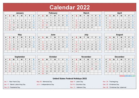 Free Yearly 2022 Calendar With Holidays Word Pdf Free 2020 And 2021