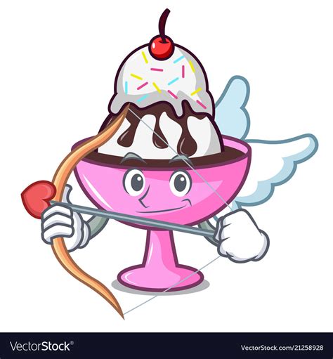 Cupid Ice Cream Sundae Character Cartoon Vector Image
