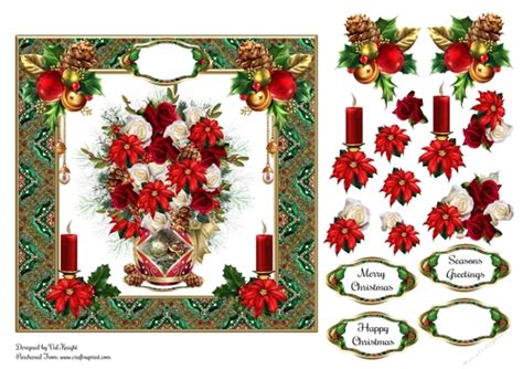 Christmas Floral Card Front With Decoupage Cup99215858488 Craftsuprint