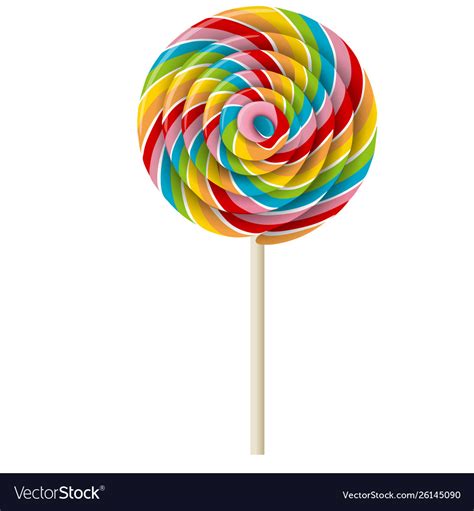 Rainbow Swirl Lollipop Realistic Royalty Free Vector Image