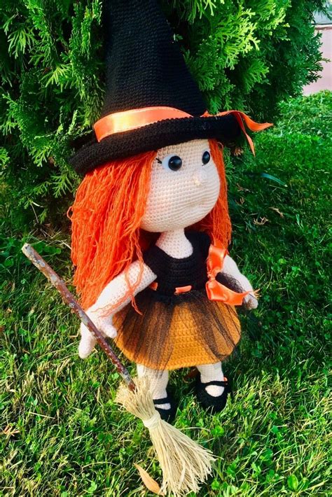 sweet witch mia with witch costume for halloweenamigurumi etsy