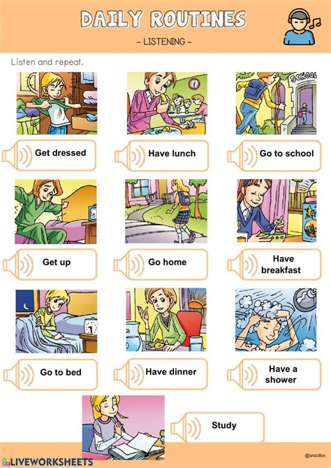 Daily routines online worksheet for 3º 6º primaria You can do the