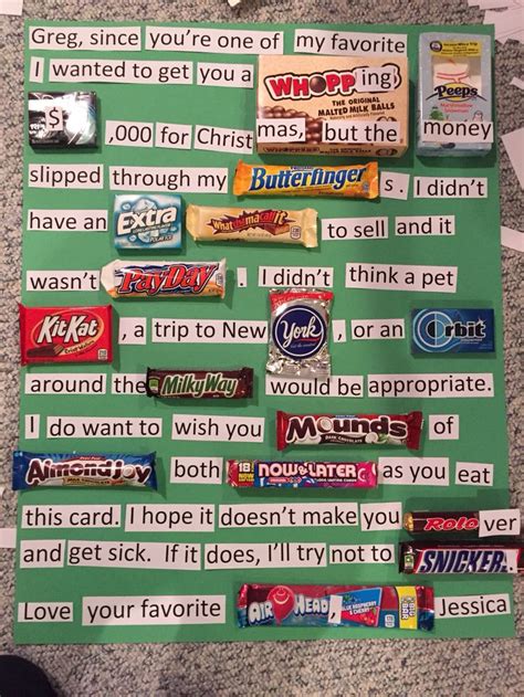 Birthday gifts for younger brother. Candy poster. Perfect for Christmas or birthdays. Made ...