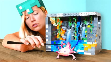 I Built Lego Minecraft For A Real Axolotl Youtube