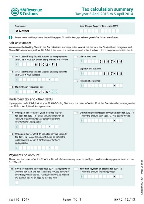 Hmrc Self Assessment Form Employment Employment Form