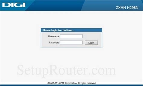 Default username & password combinations for zte routers. How to Login to the ZTE ZXHN H298N DIGI