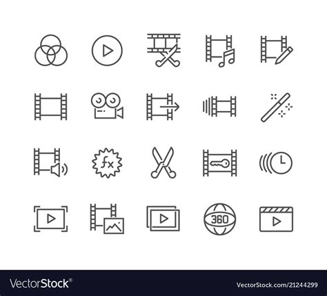 Line Video Editing Icons Royalty Free Vector Image