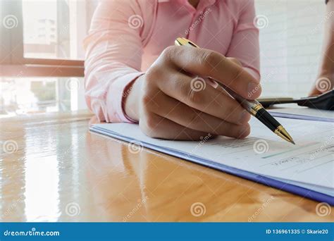 Businessman Writing Or Pointing On Report Paper Stock Image Image Of
