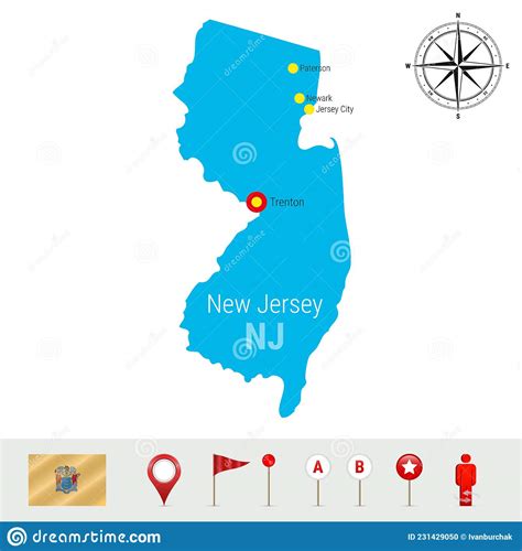 Novo Mapa Do Vetor De Jersey Isolado Em Fundo Branco Silhueta
