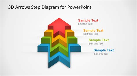 3d Arrows Step Diagram Template For Powerpoint Slidem