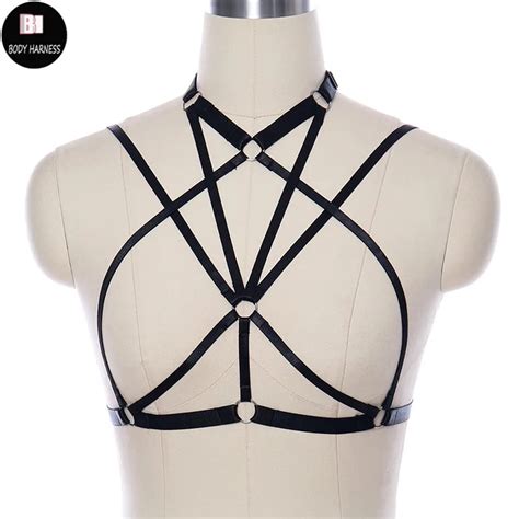 Women Goth Body Harness Belt Black Top Cage Bra Sexy Lingerie Rave Bondage Harness Harajuku