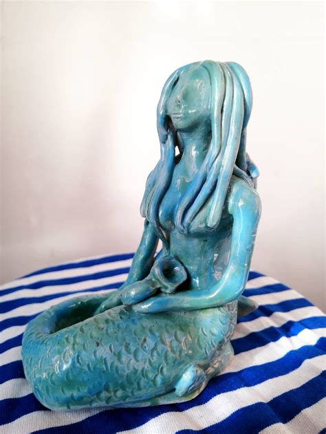 Ceramic Mermaid Figurine Ceramics Handmade Etsy
