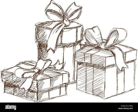 sketch christmas gift boxes packaging. vintage engraved Stock Vector