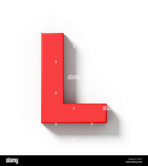 Letter L 3d Red Isolated On White With Shadow Orthogonal Projection