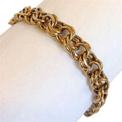Gold Double Link Chain Bracelet 14k From Antiquesofriveroaks On Ruby Lane