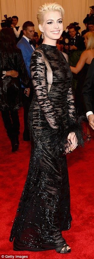 Met Gala 2013 Anne Hathaway Leaves Little To The Imagination In Racy See Through Dress With New