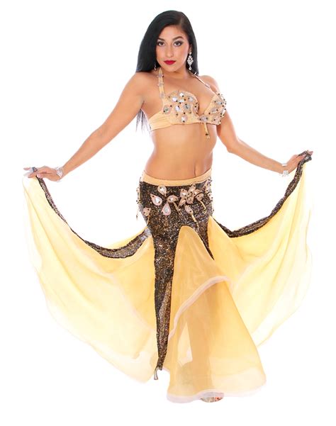 Professional Belly Dance Costume From Egypt In Black And Soft Yellow