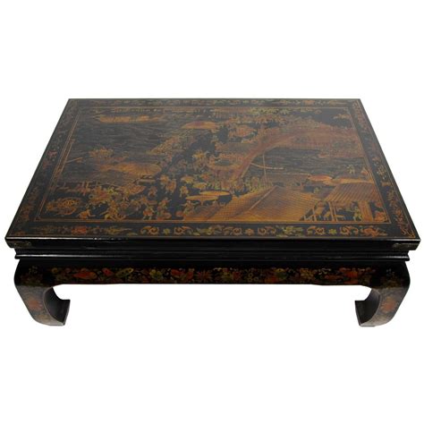 Black Lacquer Peaceful Village Coffee Table