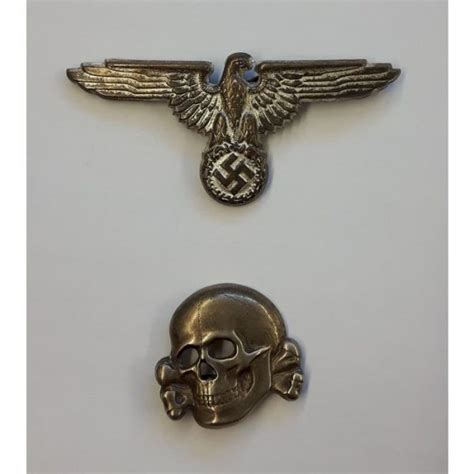 German Ww2 Ss Metal Cap Skull And Eagle Original Warstuffcom